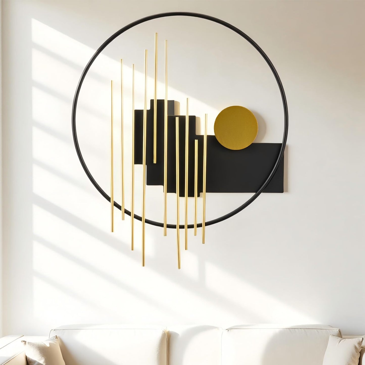HYVAKUPPA 3D Large Metal Wall Decor Modern Aesthetic Wall Sculptures 19.7''x23.2'' Luxury Geometric Circular Decor Wall Art Artwork for Bedroom Dining Living Room Wall Decorations