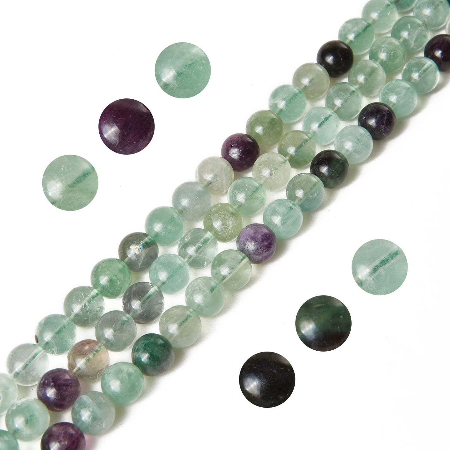 60pcs 6mm Fluorite Beads Natural Gemstone Beads Round Loose Beads for Jewelry Making