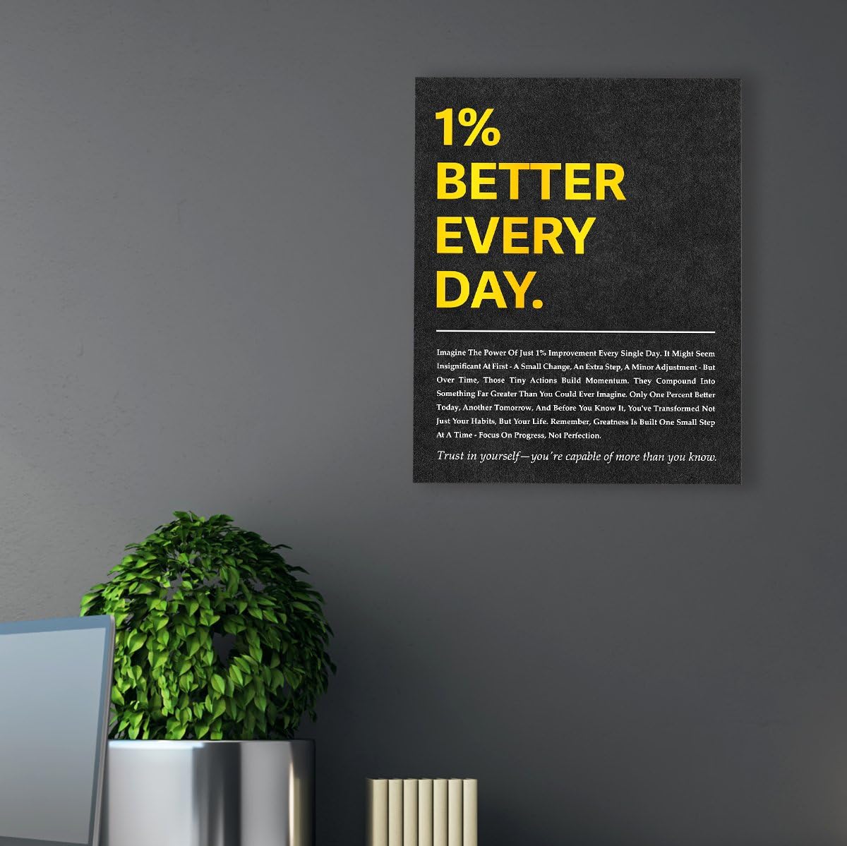 Inspirational Canvas Wall Art,Positive Quotes Wall Decor,1 Percent Better Every Day Motivational Wall Art for Office Home Classroom Gym