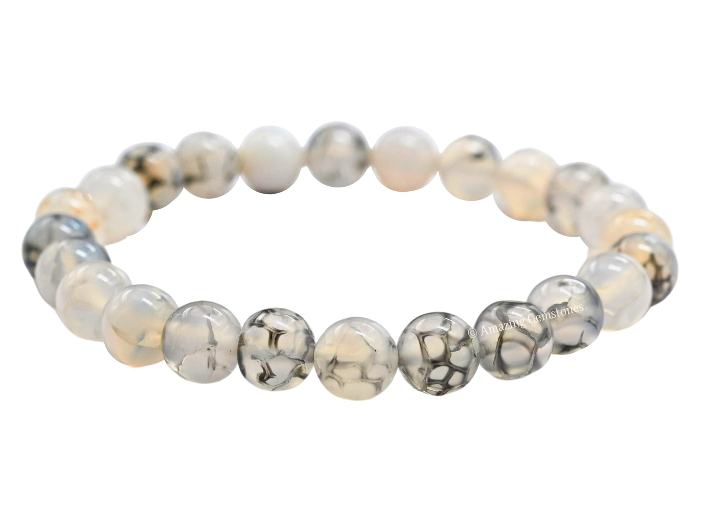 Amazing Gemstone Crystal Bracelet for Women Men's Gifts - Protection Healing Crystal Bracelet - 8mm Gemstone Beaded Stretchable Bracelet Pulseras Para Hombres Mujer Stocking Stuffers Mothers Day Gift (Dragon Vein Agate)