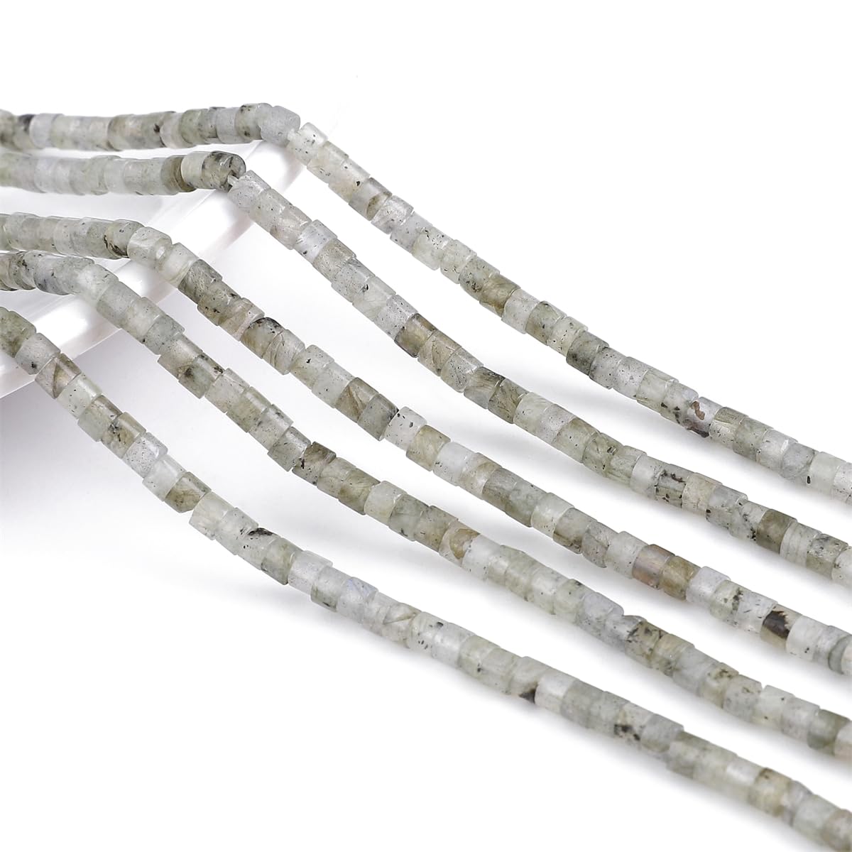 BEADIA Natural Spectrolite Spacer Beads Caps Flat Round Loose Beads for Beading Jewelry Making 3mmx2mm 38cm