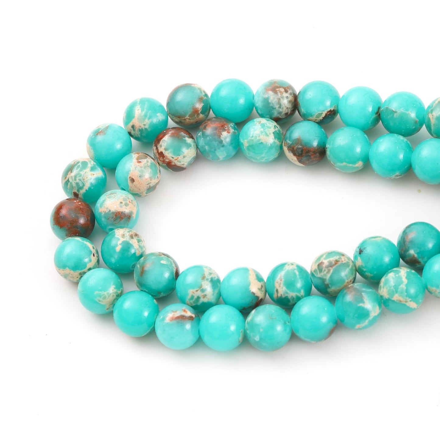 8mm 45pcs DIY Natural Green Imperial Jasper Stone Beads Round Healing Crystal Gemstone Loose Beads for Jewelry Making Handmade Bracelet Necklace