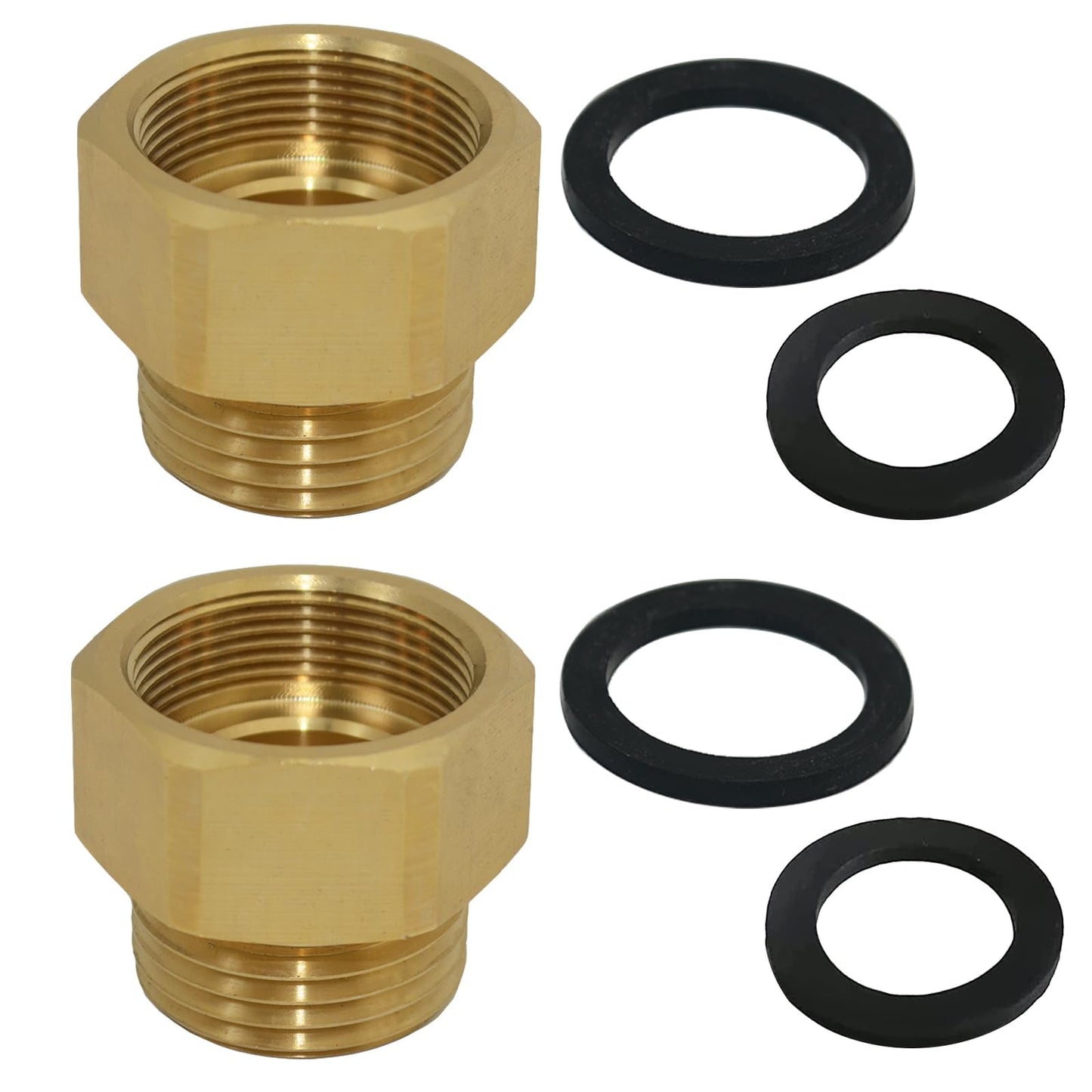 2 Pcs Hose Bib Adapter with Washers 1-1/16" Fine Thread (Female), to 3/4 GHT Male Hoses, 1'' ID, Faucet Fitting