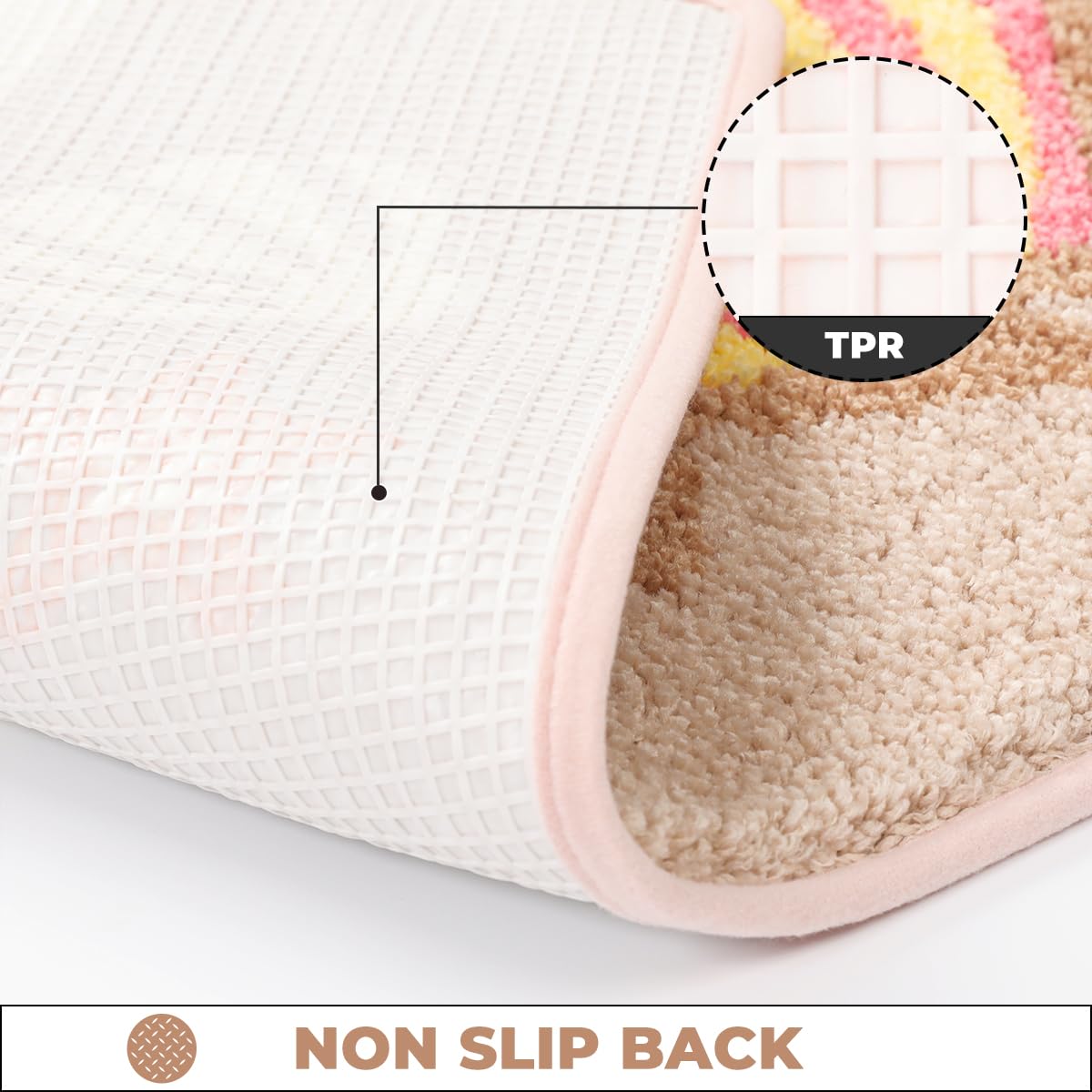 Cute Beach Bath Rug Super Absorbent Non Slip Modern Bathroom Mat Machine Washable Fluffy Carpet for Tub, Shower and Bedroom (Pink Beach, 23"x16")