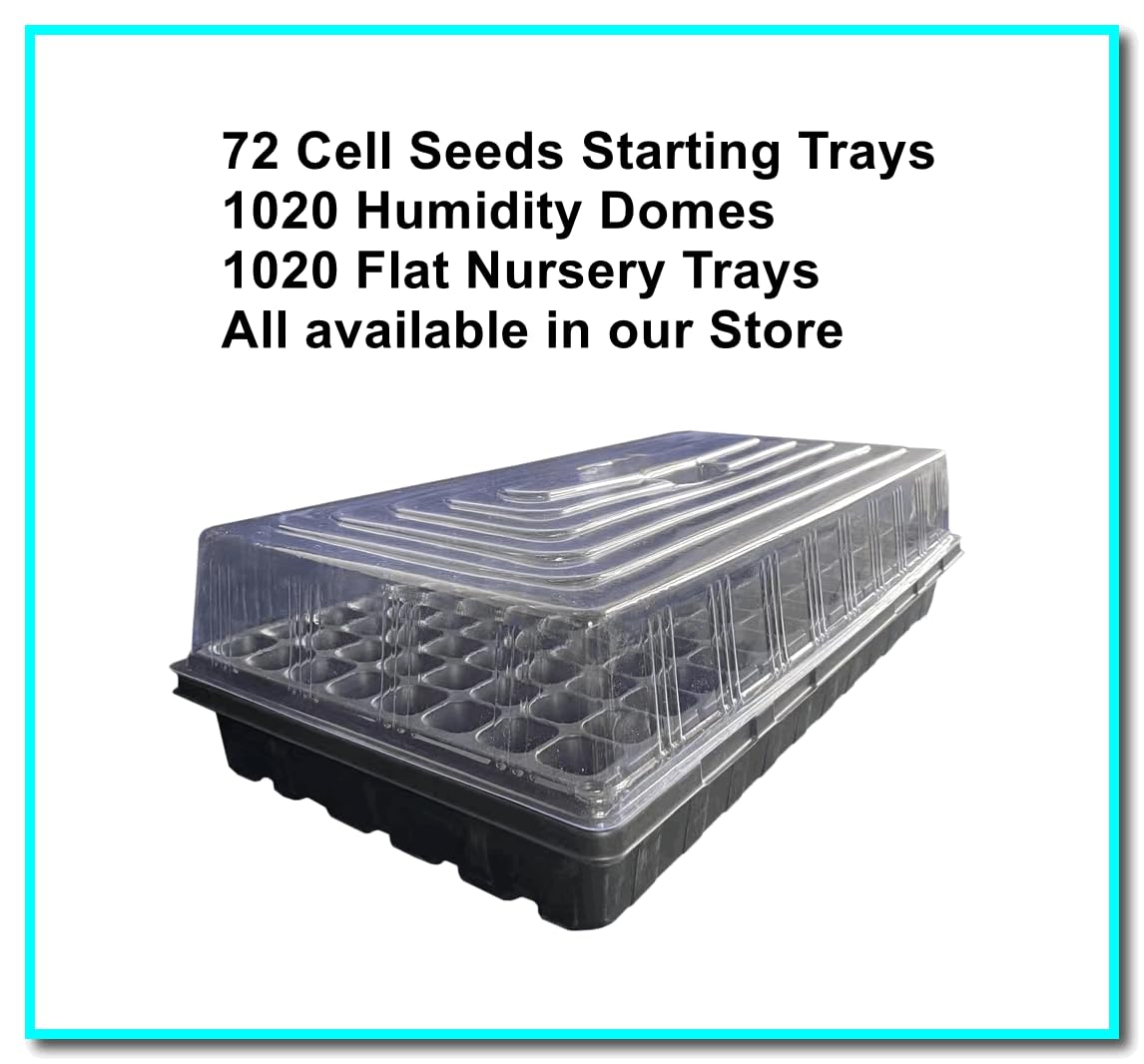 RooTrimmer 72 Cell Seed Trays, Thick Durable 72 Cell Plug Tray Seedling Plastic Nursery Tray for 1020 Flat Germination (10-Pack, 21"×11", 1.81" Height, Low)