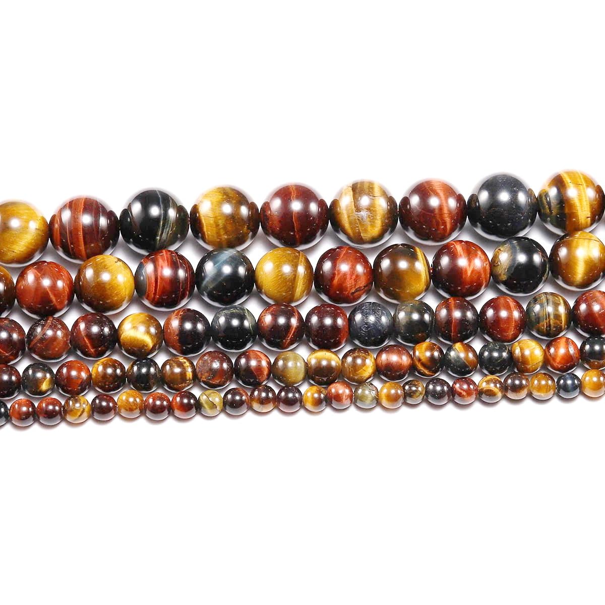 Gemstone Beads for Jewelry Making, Sold per Bag 5 Strands Inside, Mix Tiger Eyes Stone 8mm