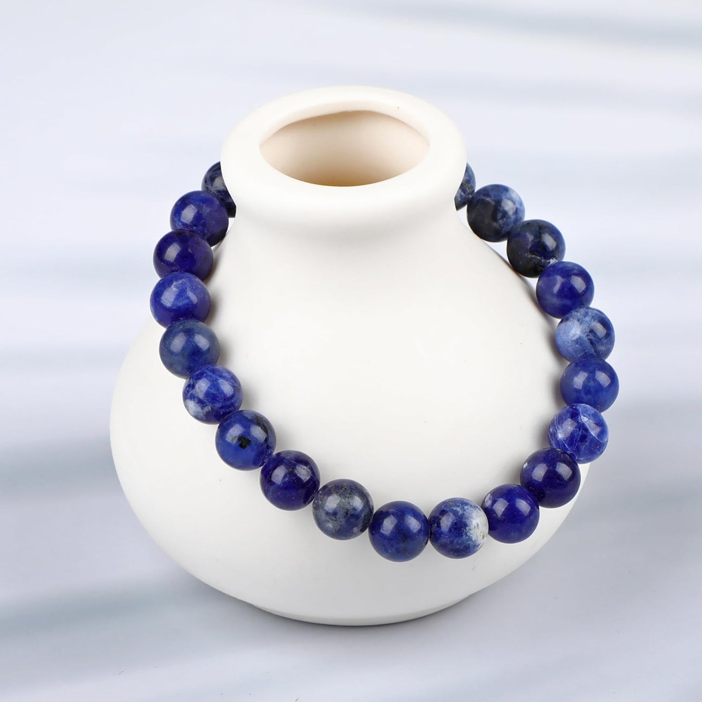 LPBeads Handmade Natural Gemstone Stretch Elastic 8mm Blue Sodalite Bracelet Healing Crystal Round Stone Beads Jewelry Gifts for Women Men