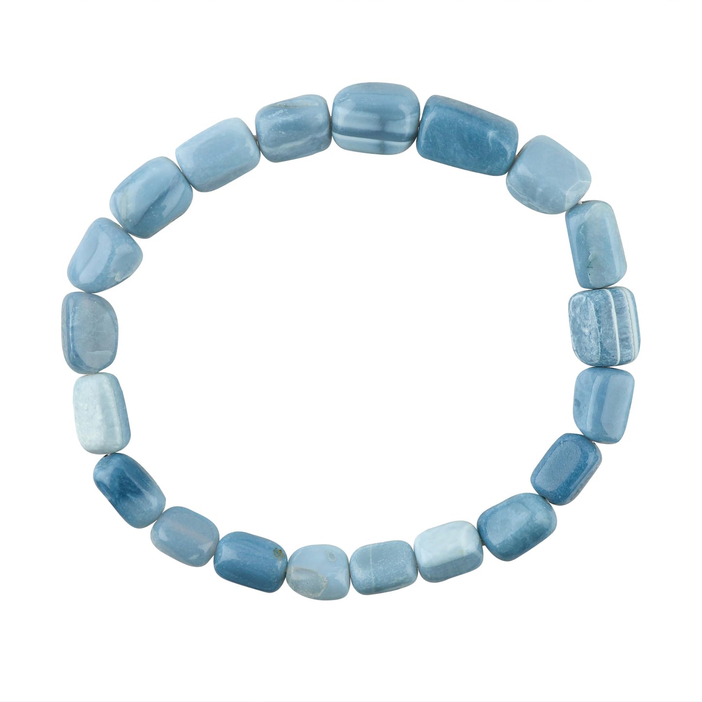 CRYSTALINES Round Beads Stretchable Unisex Bracelet, Natural Blue Opal Gemstone, Stretch Jewelry for Men Women, Healing Bracelets, Handmade, Chakra Stones, Healing Bracelet, Birthstone