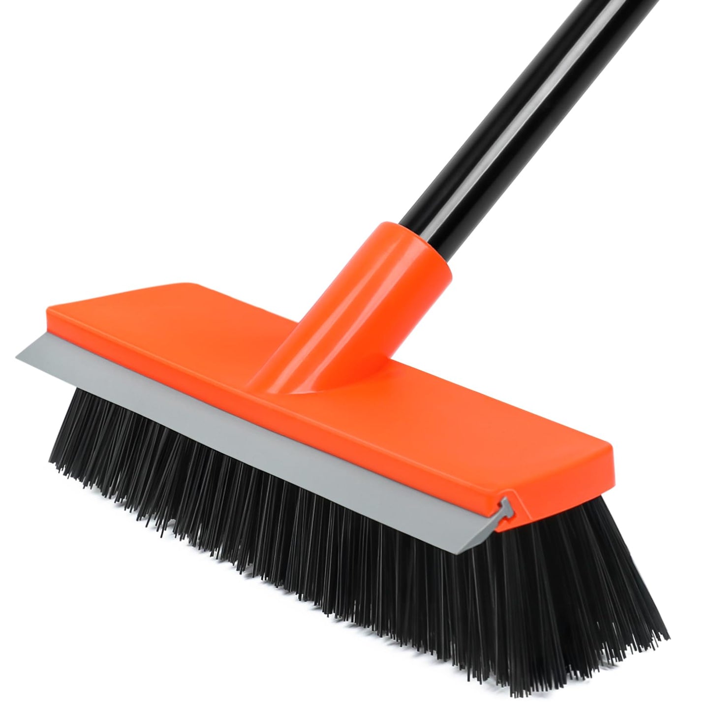 Deck Brush with Long Handle, Stiff Bristle Floor Scrub Broom, 55'' Outdoor Scrubber Remove Dirt, Leaves, Snow on Carpet, Patios, Garage, Concrete