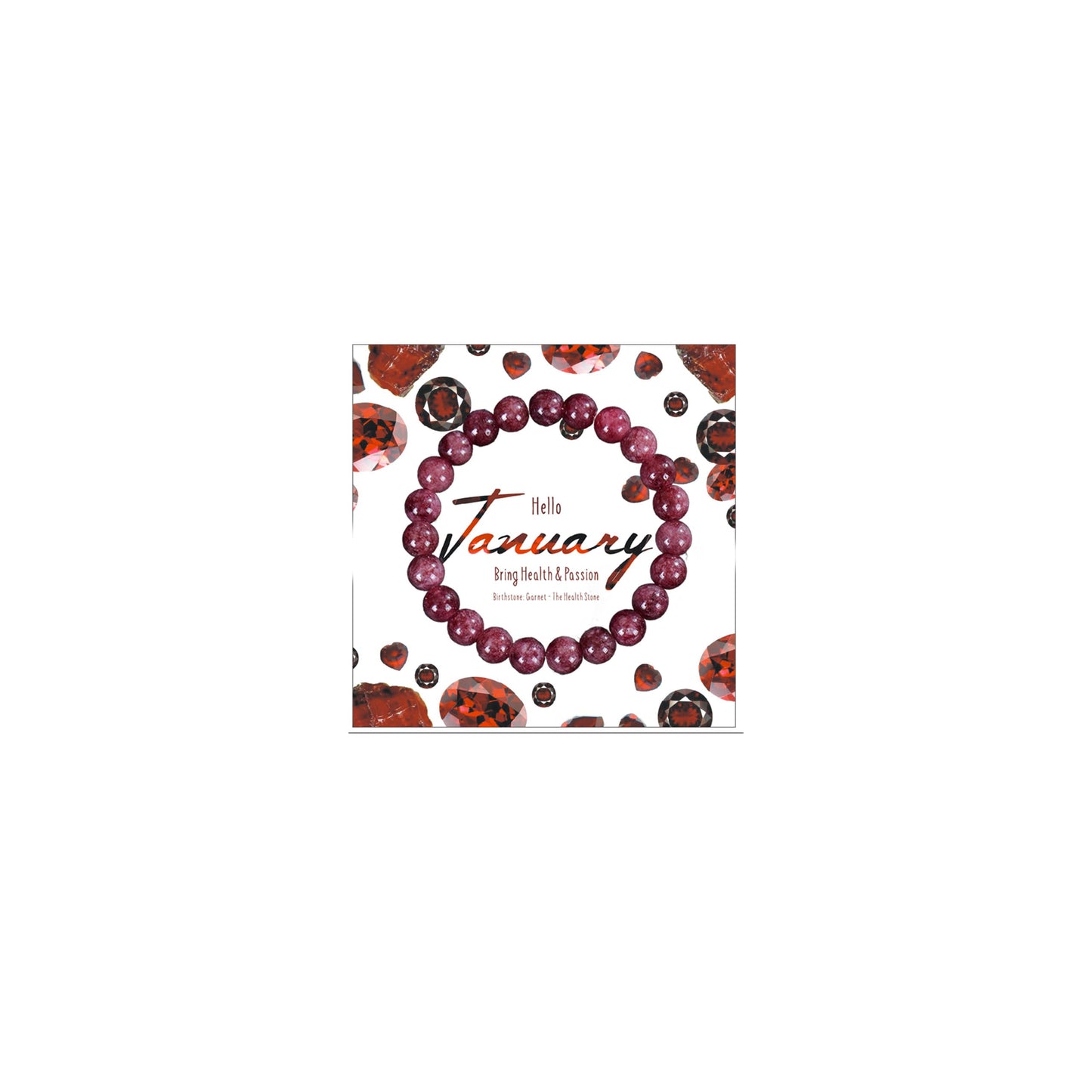 Naupyal January Birthstone Bracelet for Women Men,Garnet Natural Stone Beaded Bracelets,Healing Crystal Gemstones Stretch Bracelet Stress Relief Month Bracelet Birthday Jewelry Gifts