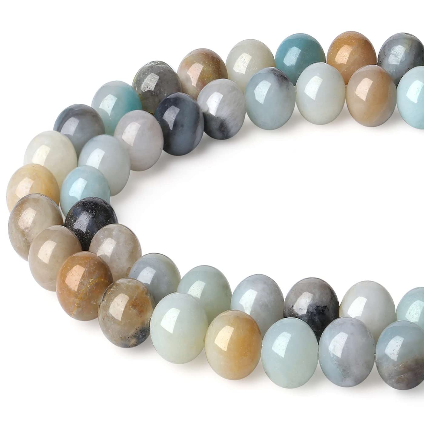 LAIDANLA Mixedcolor Amazonite 8mm Natural Stone Beads Round Loose Gemstone Stone Beads for DIY Bracelet Necklace Earrings Jewelry Making Polishing Genuine Real Beading 96PCS 2 Strand 32"