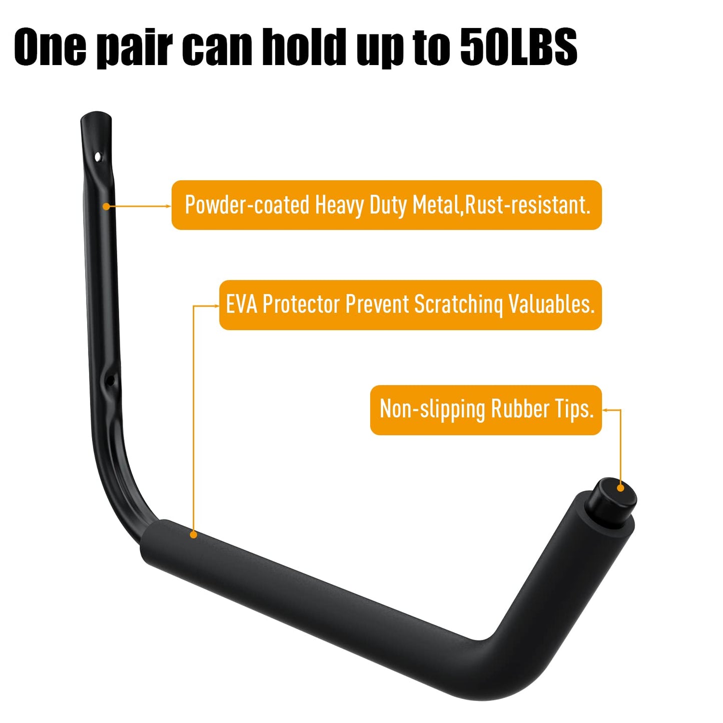UNITEDPOWER Kayak Storage Racks, Garage Hangers, Wall Hooks for Canoe, Ladder, Bicycle, Folding Chairs, Surfboard, Snowboard, Hose and Tools, Indoor, Outdoor 4-Pack