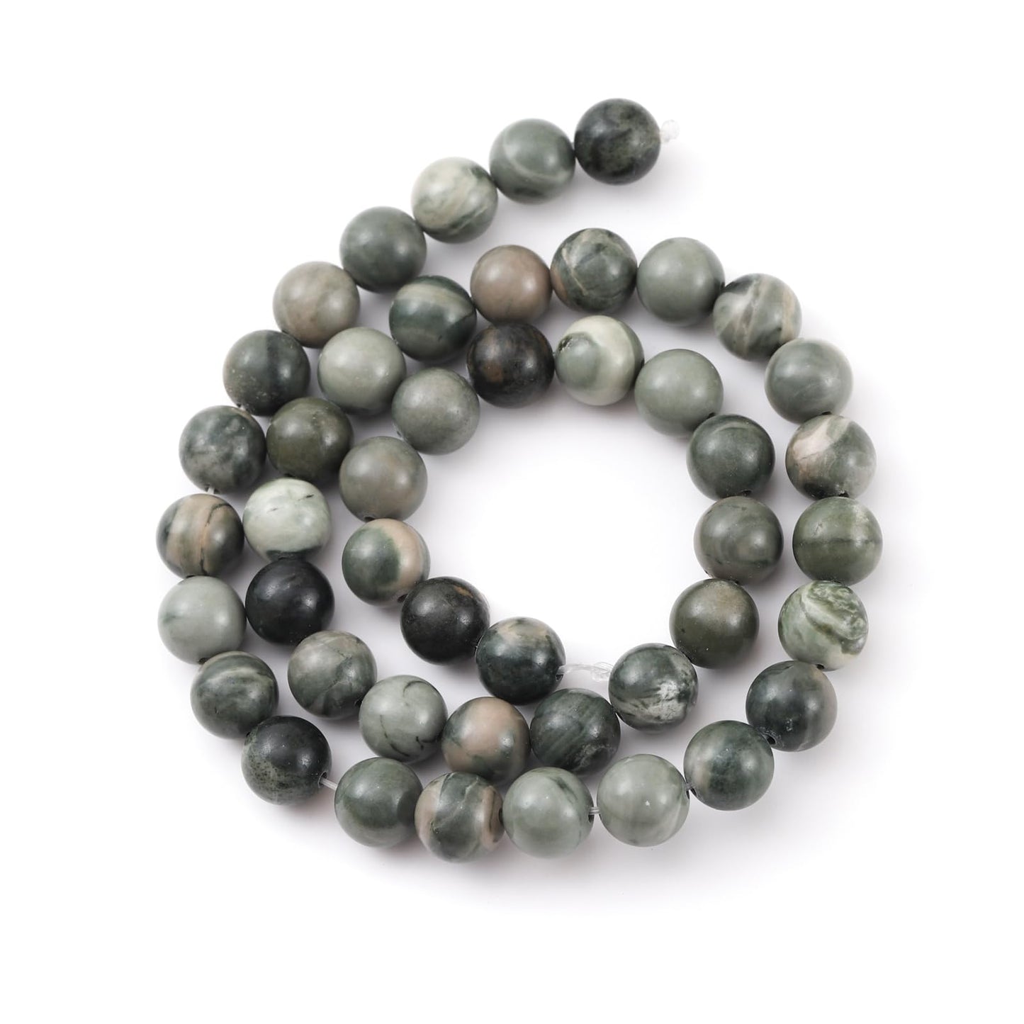 10mm 38pcs DIY Natural Sinkiang Jade Stone Beads Round Healing Crystal Gemstone Loose Beads for Jewelry Making Handmade Bracelet Necklace