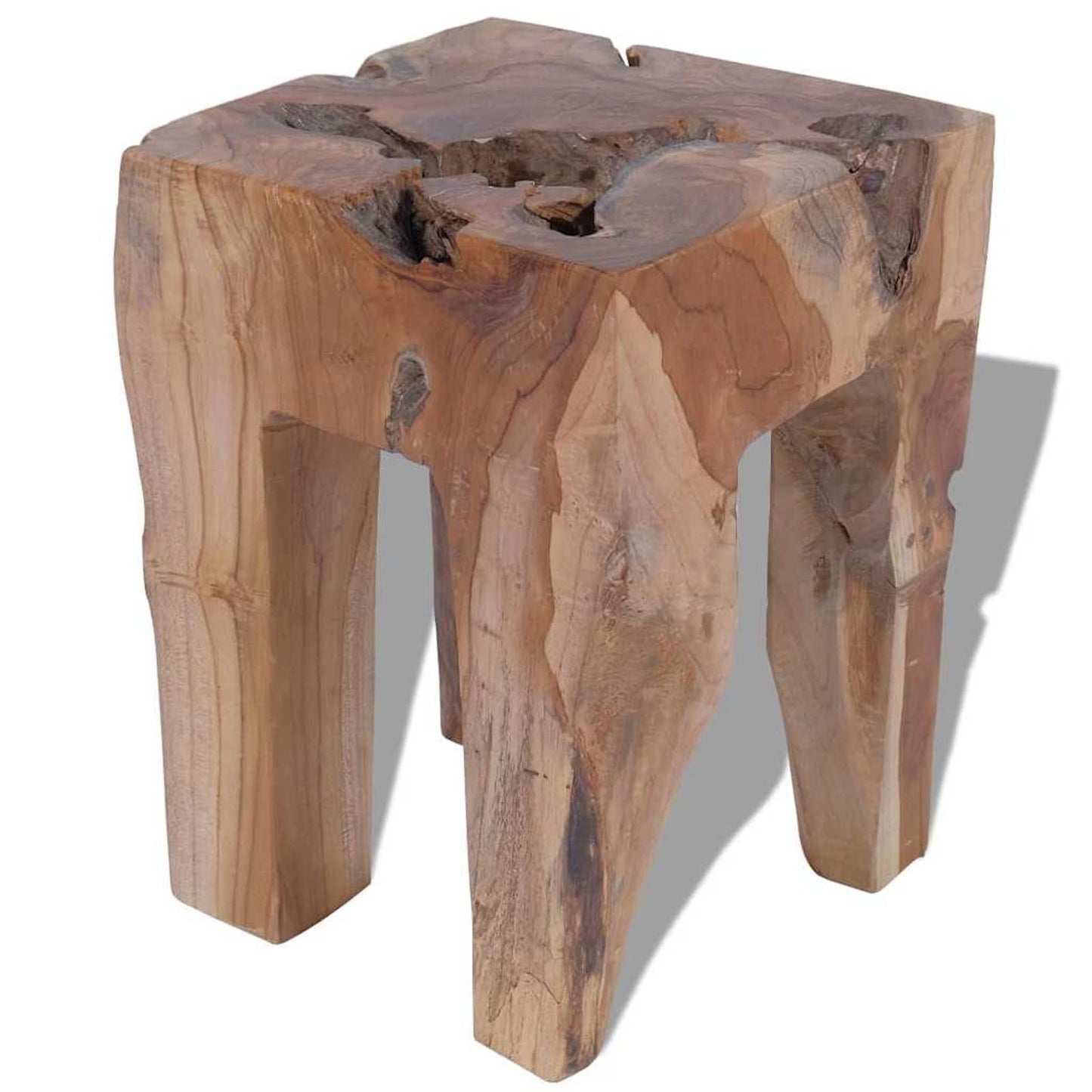 Gecheer Teak Wooden Rustic Stool Handmade for Home Decoration 30 x 30 x 40 cm