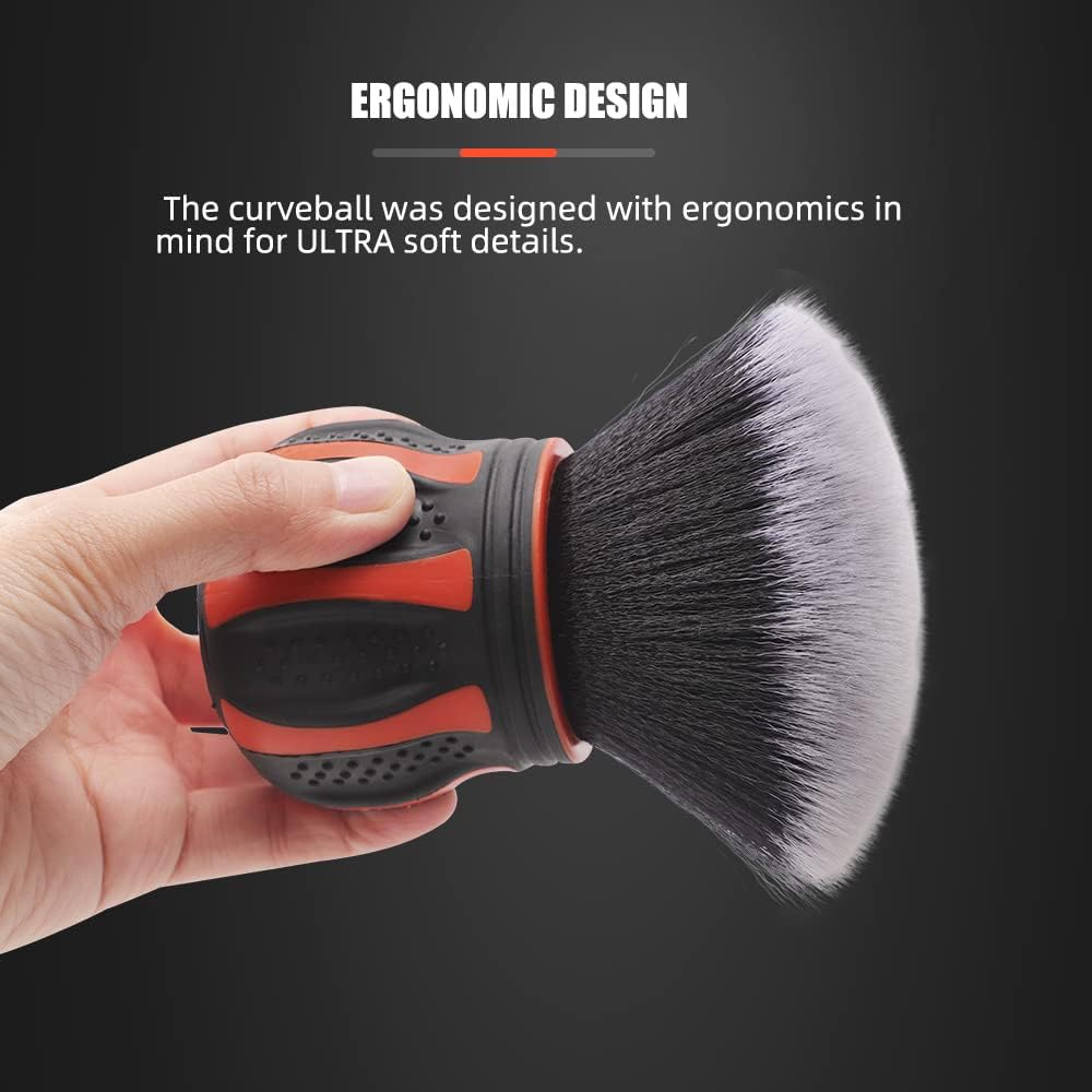 SPTA Ultra Soft Detailing Brush, Car Detail Brush, Orange Handle XL Synthetic Brush - Ultra Soft Bristles, Comes with Storage Rack, Covers Large Area Inside or Outside Vehicles
