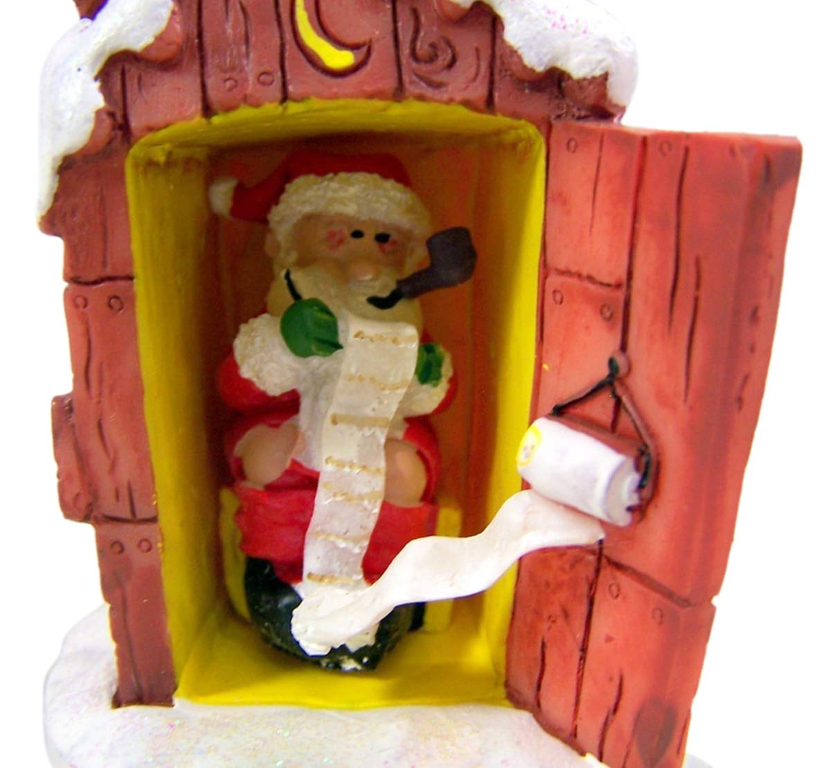 Cape Shore Santa in Outhouse Making His List Resin Christmas Ornament