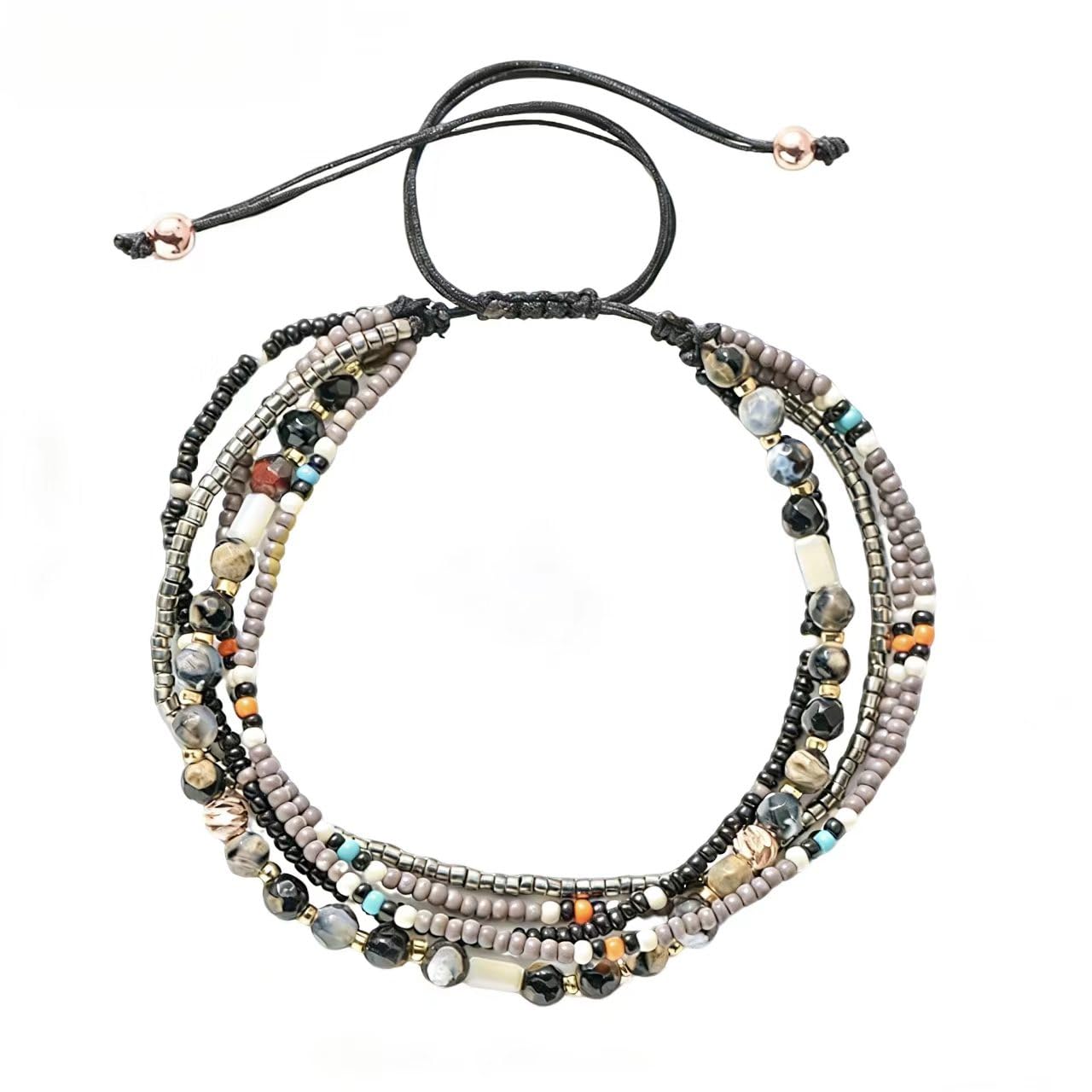 JOYA GIFT Handmade Adjustable Wrap Bracelet Bohemian String Braided Beads Anklets Gifts for Women