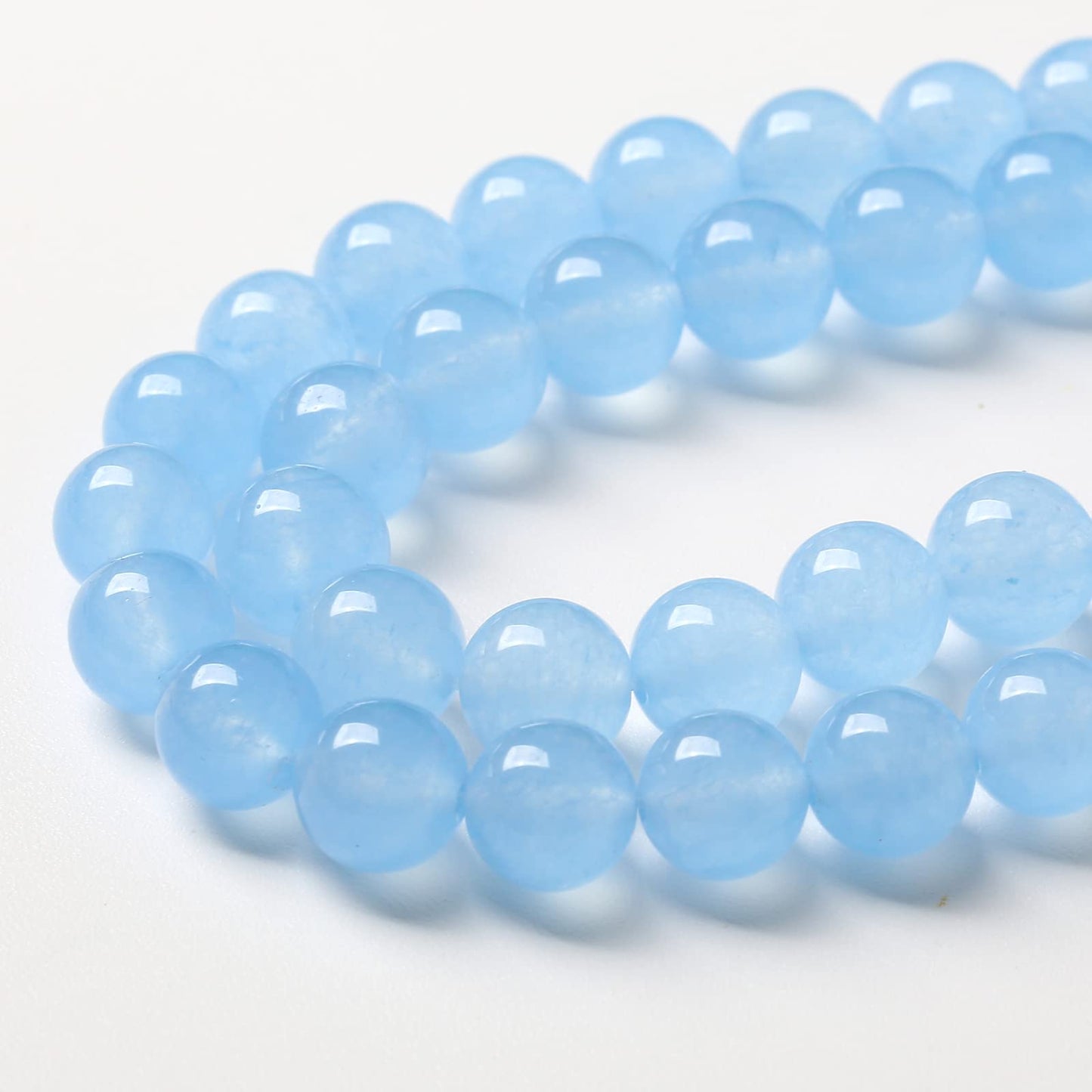 8mm 45pcs Blue Natural Chalcedony Aquamarines Stone Beads for Jewelry Making Round Jades Beads DIY Bracelet Accessories