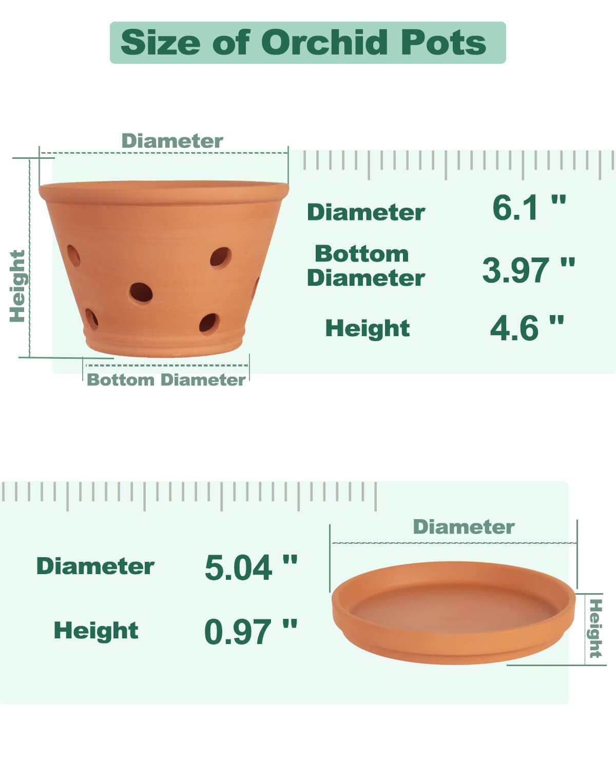 vensovo Terracotta Orchid Pots with Holes and Saucers - Clay Orchid Planter Pots for Repotting, Plant Flower Pots for Orchid Indoor and Outdoor Promotes Air Circulation