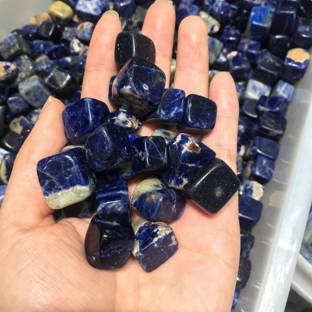 WGPHDW Meditation Home Decor, Natural Oval Cabochon Blue-Veins Stone Blue-Veins Gem Stone for Jewelry Gifts,Natural Crystal (Size : 200g)