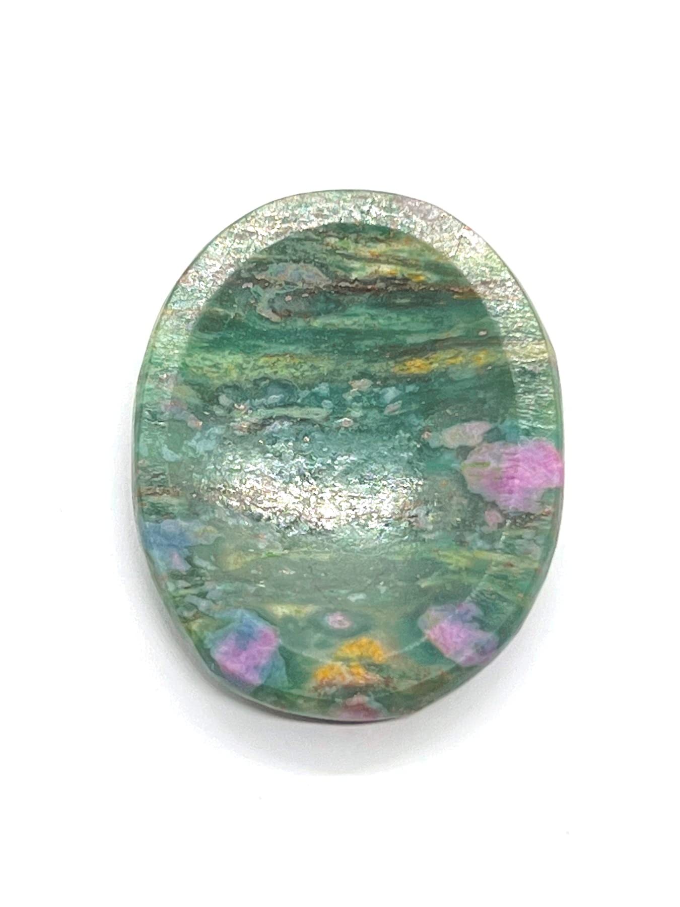GEMSCITE Ruby Zoisite Thumb Worry Stones Metaphysical Gemstone Crystal Healing Reiki Men Women Gift Feng Shui Positive Energy Love Wellness Palm Stones Wicca Powerful