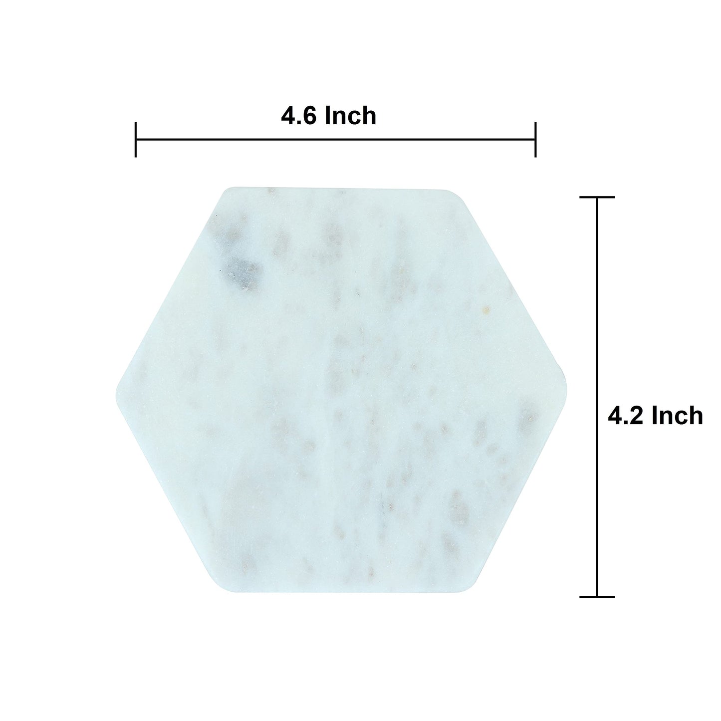 LAVAUX DESIGNS Set of 6 Hexagon Marble Coasters | White Decor for Modern Homes | Drink Coasters for Coffee Table, Dining, Bar or Office| Made from 100% Solid Real Marble | Cute Stone Coasters