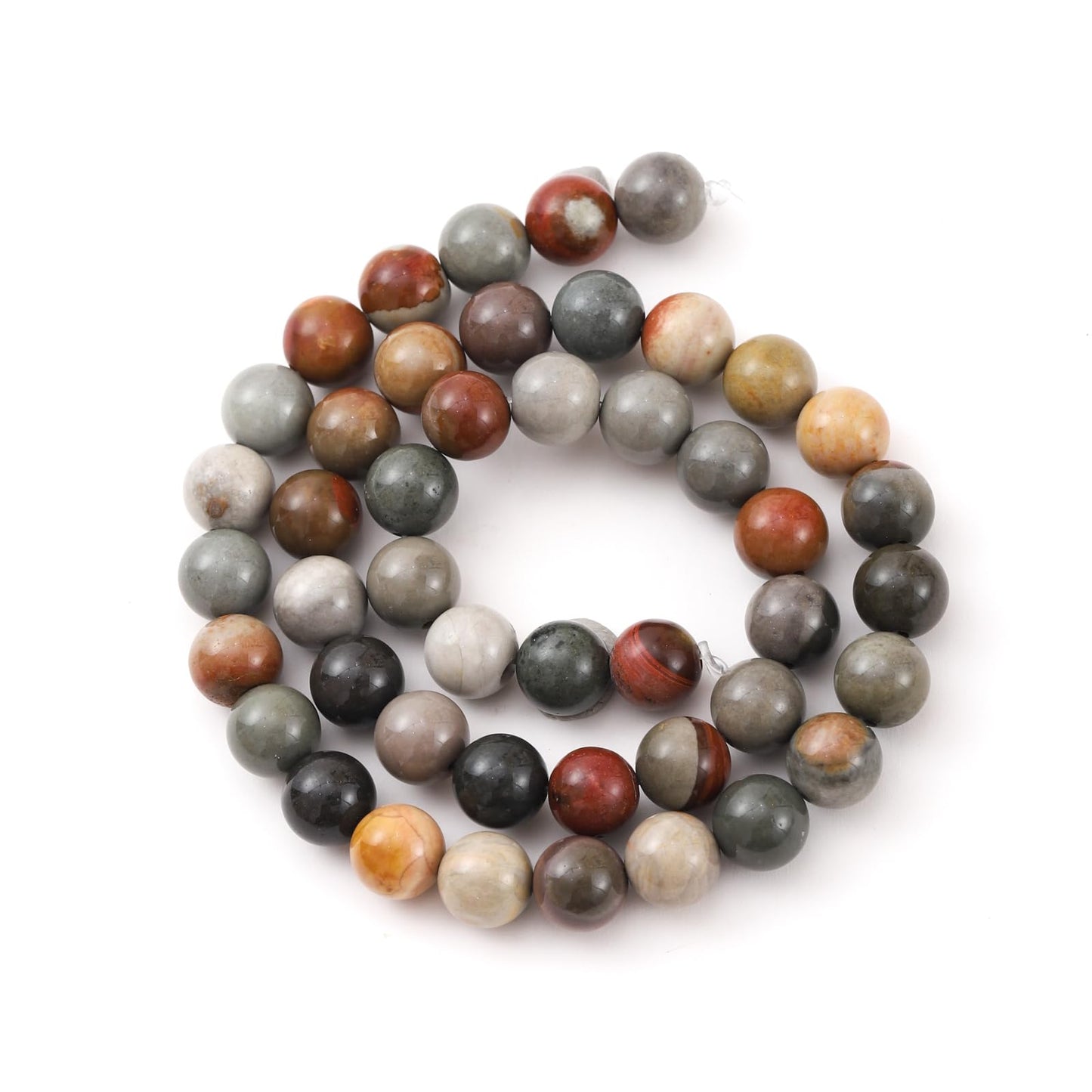 6mm 60pcs DIY Natural USA Picture Stone Beads Round Healing Crystal Gemstone Loose Beads for Jewelry Making Handmade Bracelet Necklace