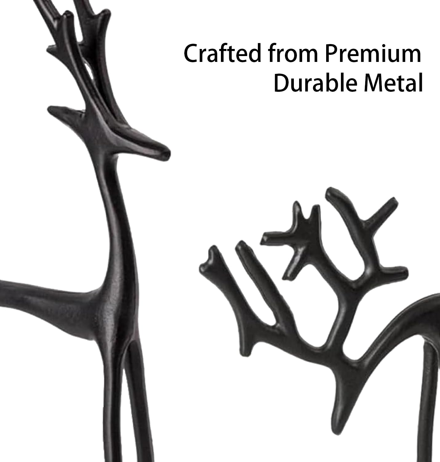 JumkontSet of 2 Modern Reindeer Statues - Black Metal Reindeer Statues - Style Modern Reindeers Tabletop Decoration - Ornaments for Mantel Fireplace Living Room Bedroom Home Decor