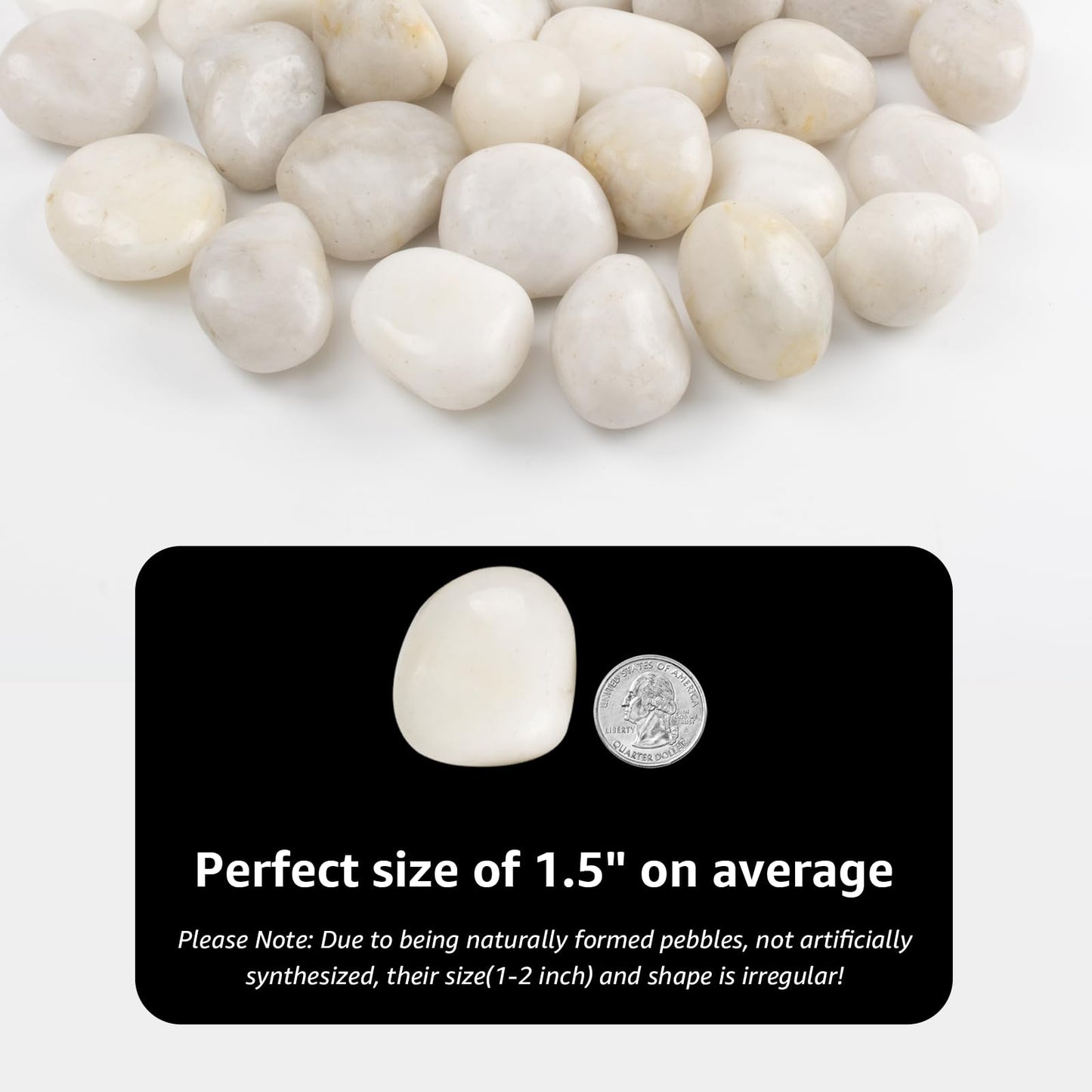 LOOIOOJ 10lbs River Rocks - 1-2 Inch Natural White Decorative Rocks for Potted Plants, River Rocks for Aquariums, and Landscaping (Weight : 10 LB, White)