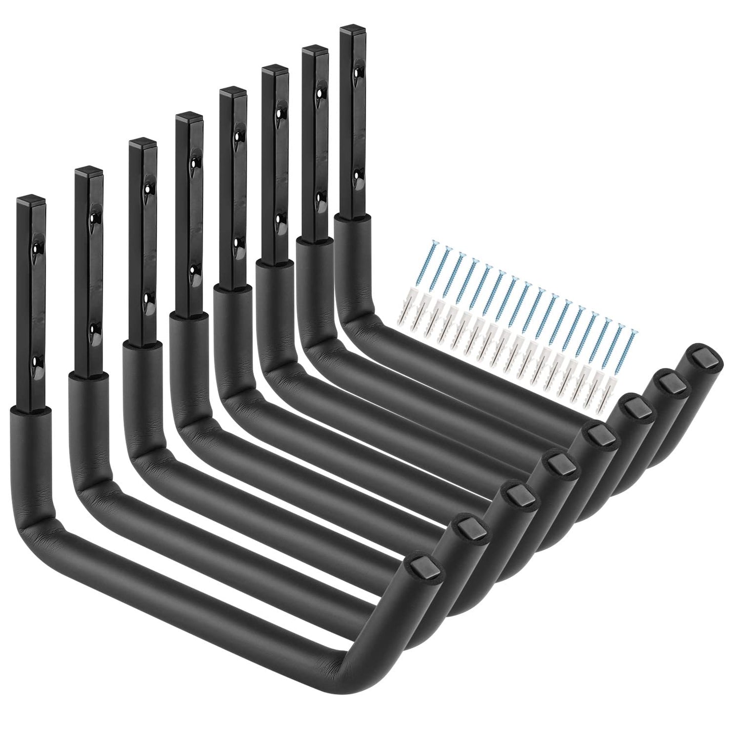 Garage Storage Ladder Hooks with 12" Jumbo Arm, 8 Pack Heavy Duty Wall Mounted Storage Hanger Utility Organizer for Bicycle, Folding Chairs, Bike and Garden Tools