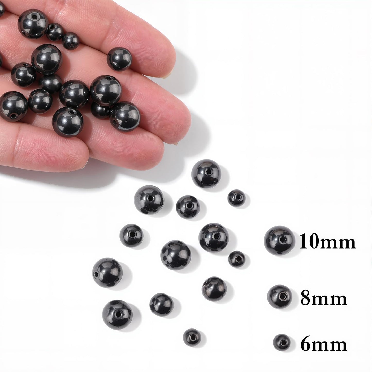 40pcs 10mm Natural Hematite Gemstone Beads Healing Crystal Round Loose Stone Beads for Jewelry Making, Crystal Stone Beads for Bracelets Necklace Earrings Making