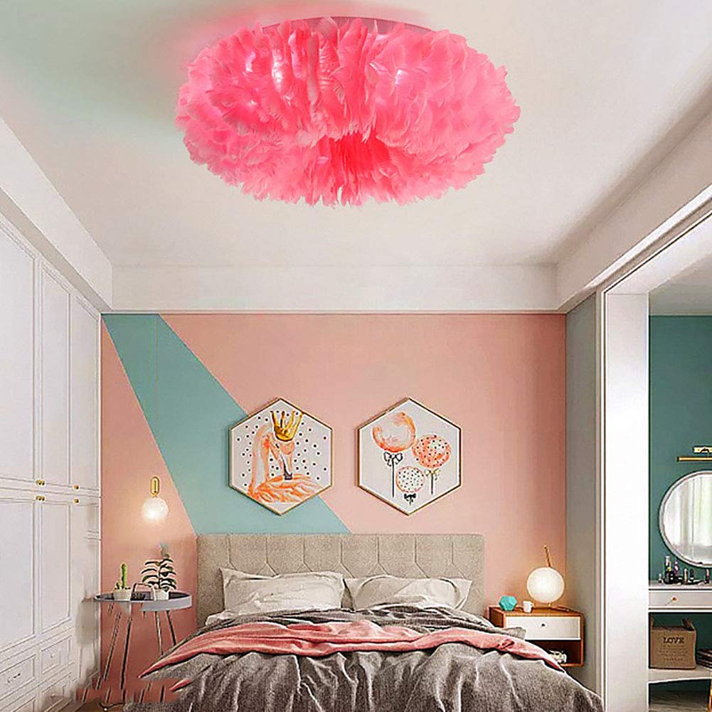 EUUDROBY Nordic Art Ceiling Light Fixture Modern Feather Decorative Ceiling Lamp Children's Room Bedroom Pendant Light 8 Lights E27 Flush Mount Hanging Lamp