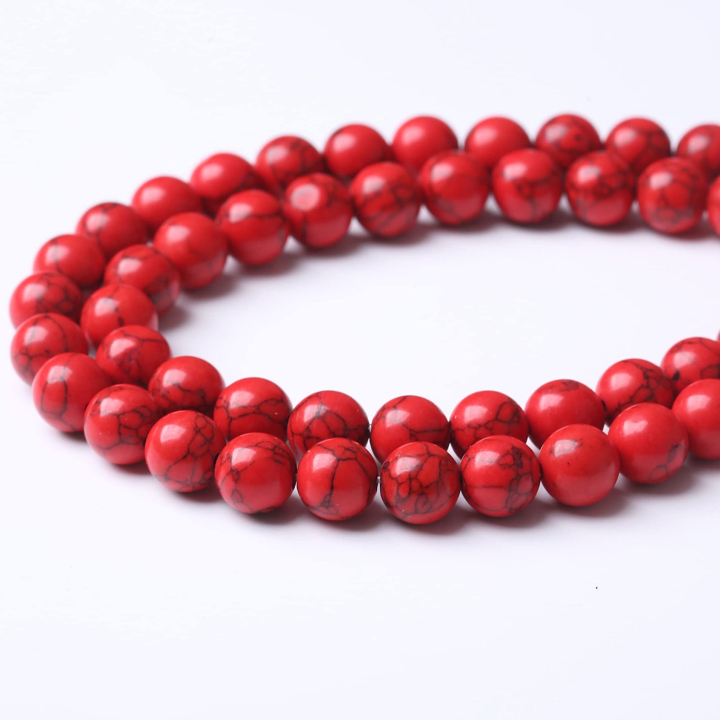 10MM Red Turquoise Round Loose Beads Natural Gem Beads Crystal Energy Stone Beads for Jewelry Making DIY Bracelet Necklace