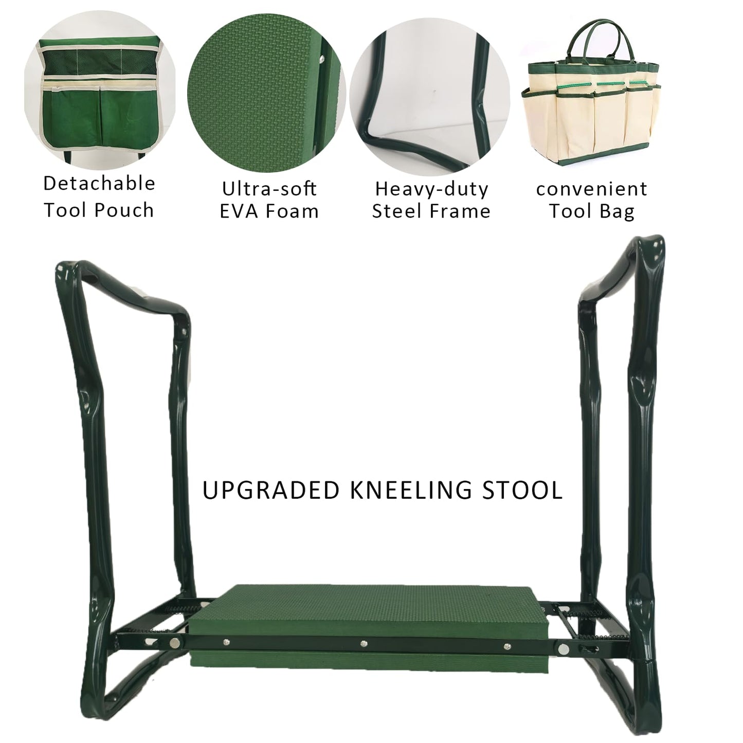 CNHZ FLOURISH Garden Kneeler and Seat Heavy Duty - Foldable Kneeling Stool with Large Tool Pouch & Storage Bag, Space-Saving, Ideal Gift for Gardeners, Seniors & Parents