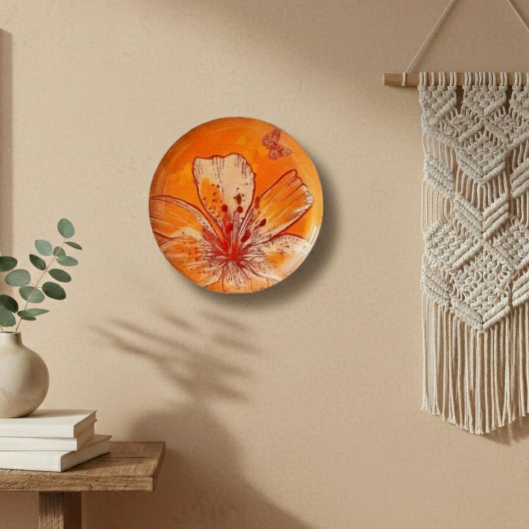 RITUALISTIC Pastel Blooms Iron Wall Art Plates – Set of 5 Decorative Plates | Floral & Nature-Inspired Metal Wall Decor | Soft-Toned Wall Hanging for Living Room, Bedroom & Valentine's day gifts