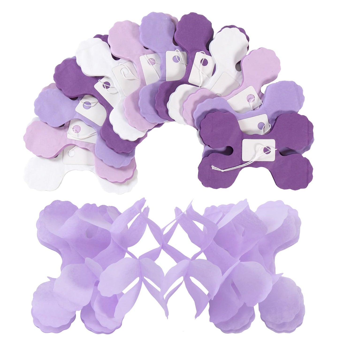 Purple White Lavender Party-Decorations Streamers-Garland - 12pcs Women Girl Birthday Supplies 4-Leaf Clover Paper Banners,Baby Bridal Shower Wedding Engagement Bachelorette Graduation Decor Ouruola