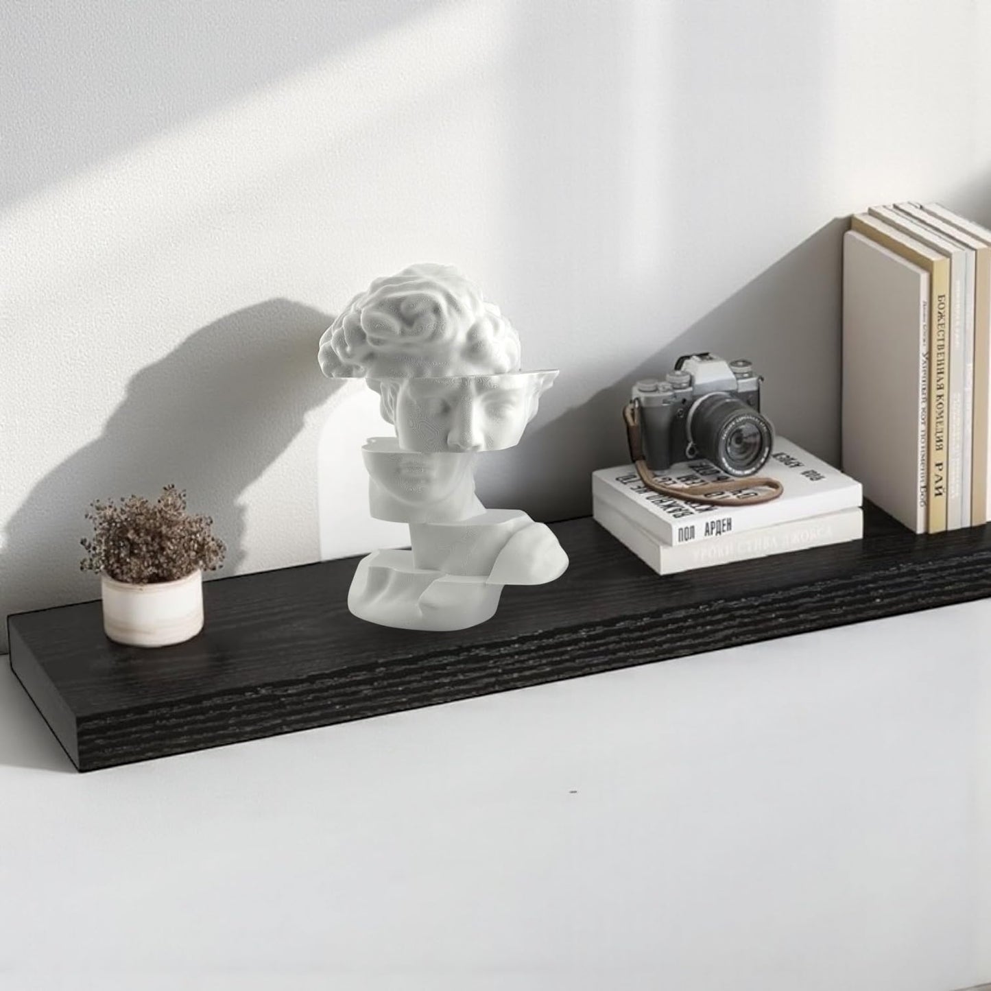 Delta Loom Bookshelf Decor Statue - Abstract Fragmented Bust Sculpture Aesthetic, Modern Greek David Head Art for Living Room, Office, Coffee Table, Desk & Shelf Home Decoration