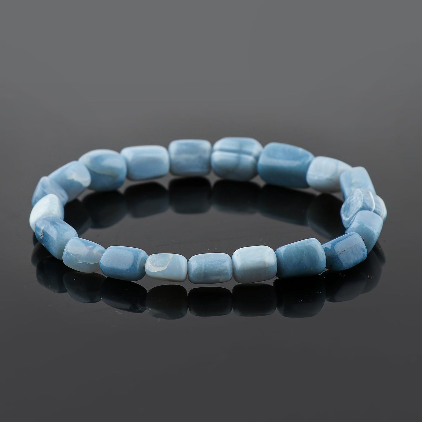 CRYSTALINES Round Beads Stretchable Unisex Bracelet, Natural Blue Opal Gemstone, Stretch Jewelry for Men Women, Healing Bracelets, Handmade, Chakra Stones, Healing Bracelet, Birthstone