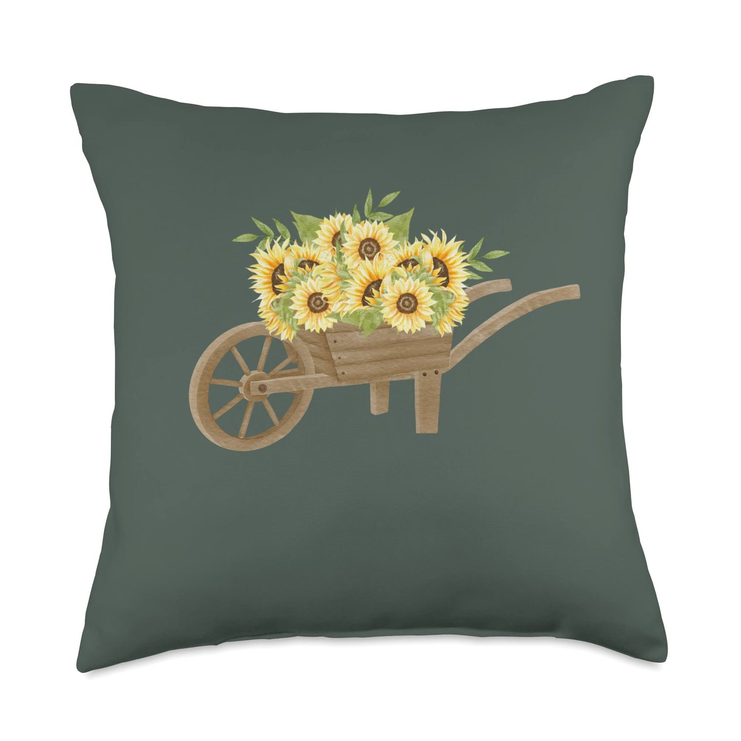 Fall Sunflowers in wheelbarrow Women's Throw Pillow