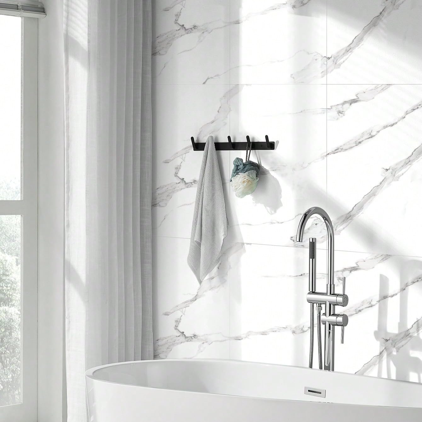 10pcs Marble Peel and Stick Waterproof Wall Panels,Heat-Resistant Backsplash Tile, 23.6"x11.8" PVC Foam Wall Sticker for Kitchen,Living Rooms,TV Walls,White and Gray (Not Real Tile 19.4Sq. Ft.)
