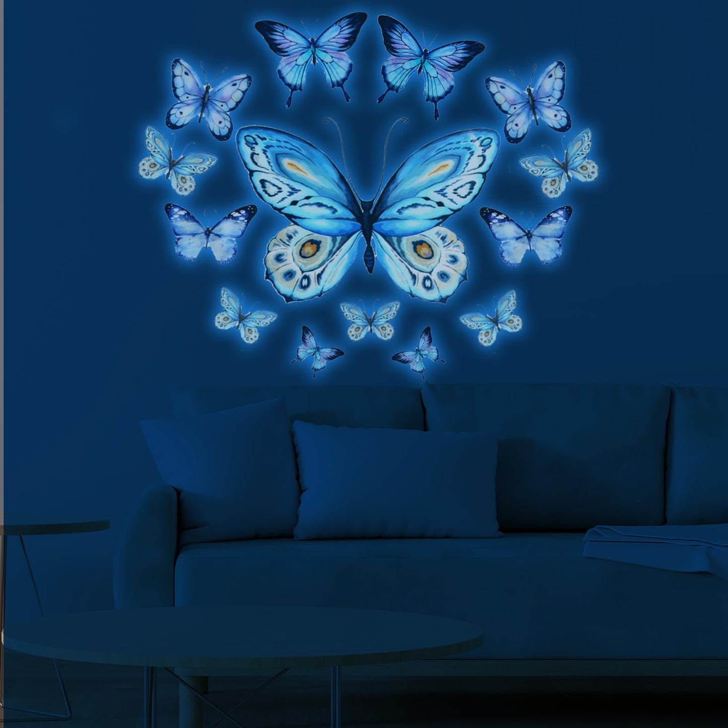 Glow In The Dark Butterflies Blue Luminous Butterfly Glow In The Dark Wall Stickers Luminous Butterfly Stickers For Ceiling Or Wall Removable Butterfly Decals For Kids Baby Nursery Bedroom Decoration