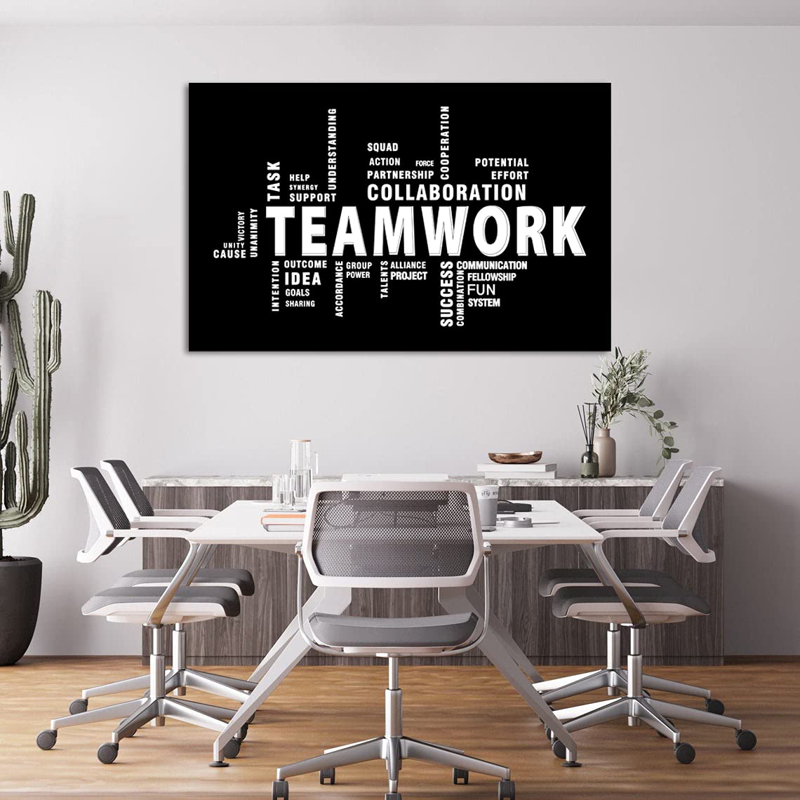Teamwork Canvas Wall Art - Large Framed Motivational Quotes Artwork Modern Home Decor - Inspirational Posters Decor For Office Framed Ready to Hang