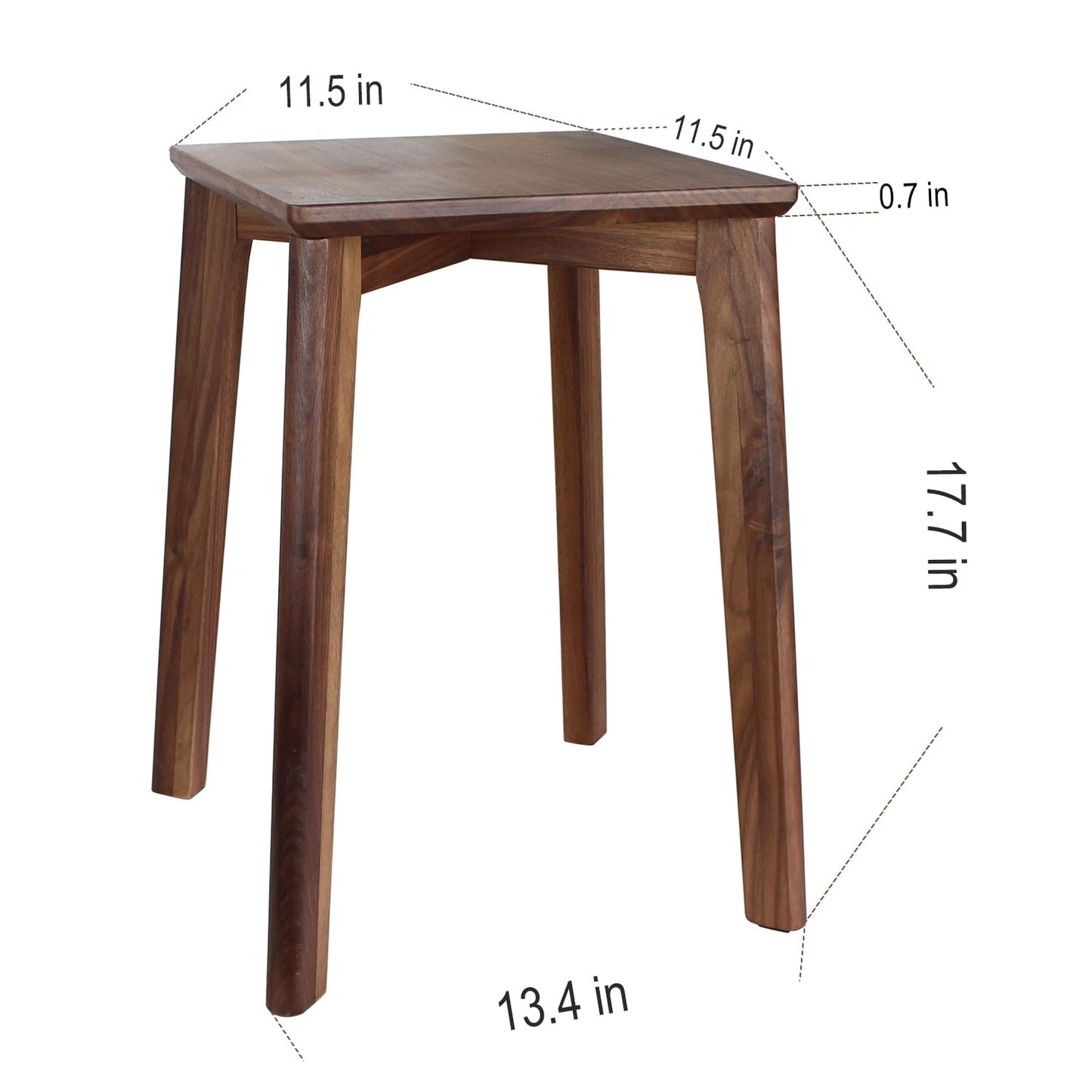 GLIBBUL 18-Inch Walnut Wood Stool, Stackable Backless Wooden Seating Solution with Square Top Anti-Slip Felt Pad for Kitchen, Rooms, Office, Studio, Garden (1)