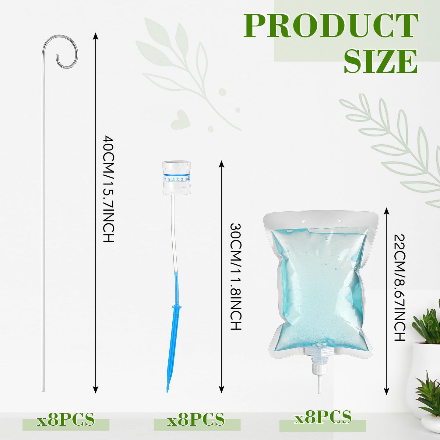 Norme 12 Pcs Plant Drip Irrigation Set 500 ml Drip Water Bag Plant Waterer with Support Rod Stakes Self Watering Spikes Automatic Watering System for Potted Indoor Outdoor
