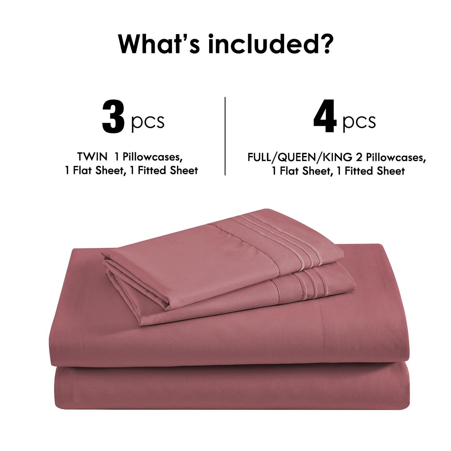 ClevaHome Sheet Set Queen Size, 4-Piece Bedding, Lightweight & Super Soft Easy Care Microfiber– Shrinkage & Fade Resistant Bedding Set with 14'' Deep Pockets (Dusty Rose)