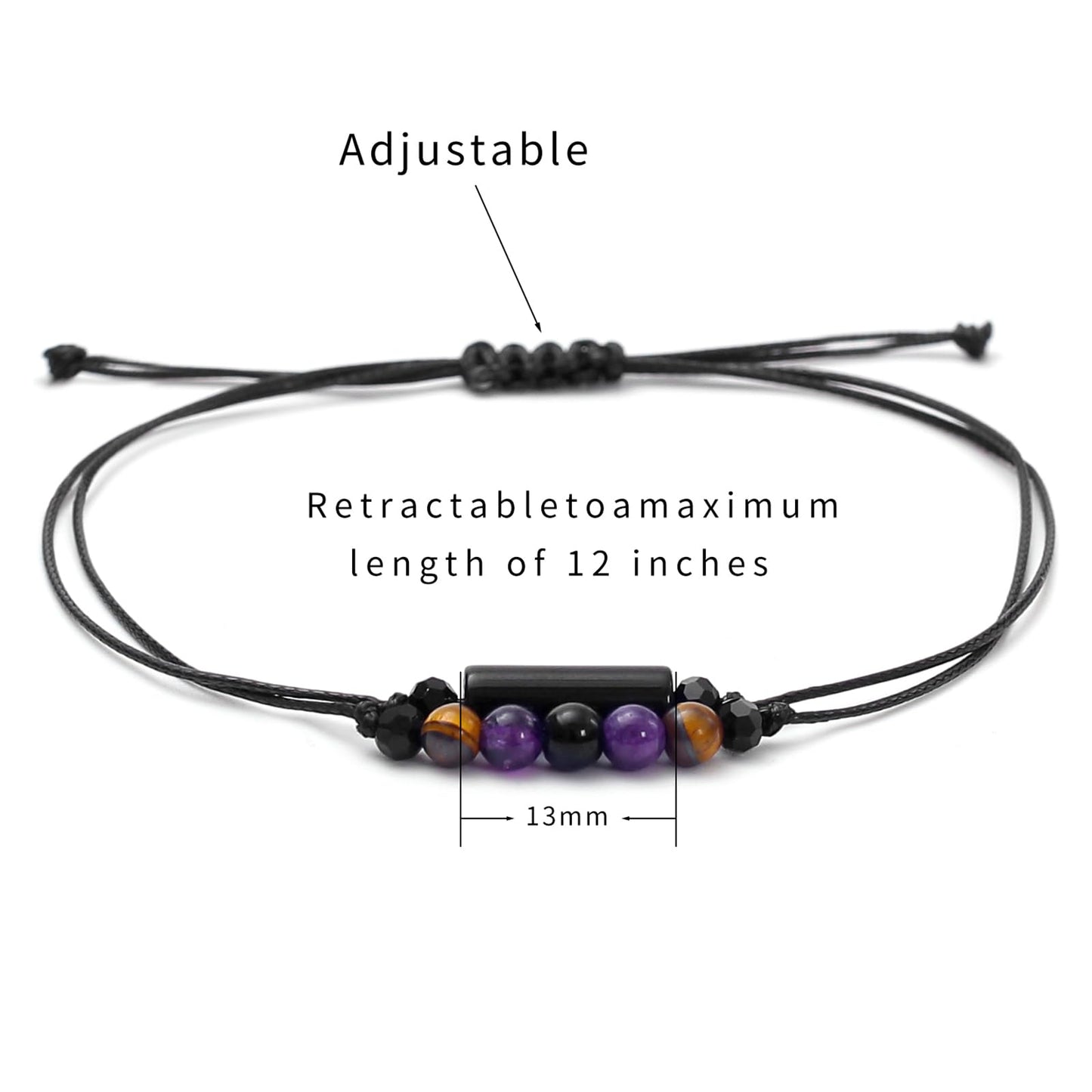 MTJAHPS Protection Bracelet, empath protection, black obsidian Crystals and Healing Stones Bracelet for Women ，Luck ，Anxiety and Stress Clam Bracelet (No Negativity)