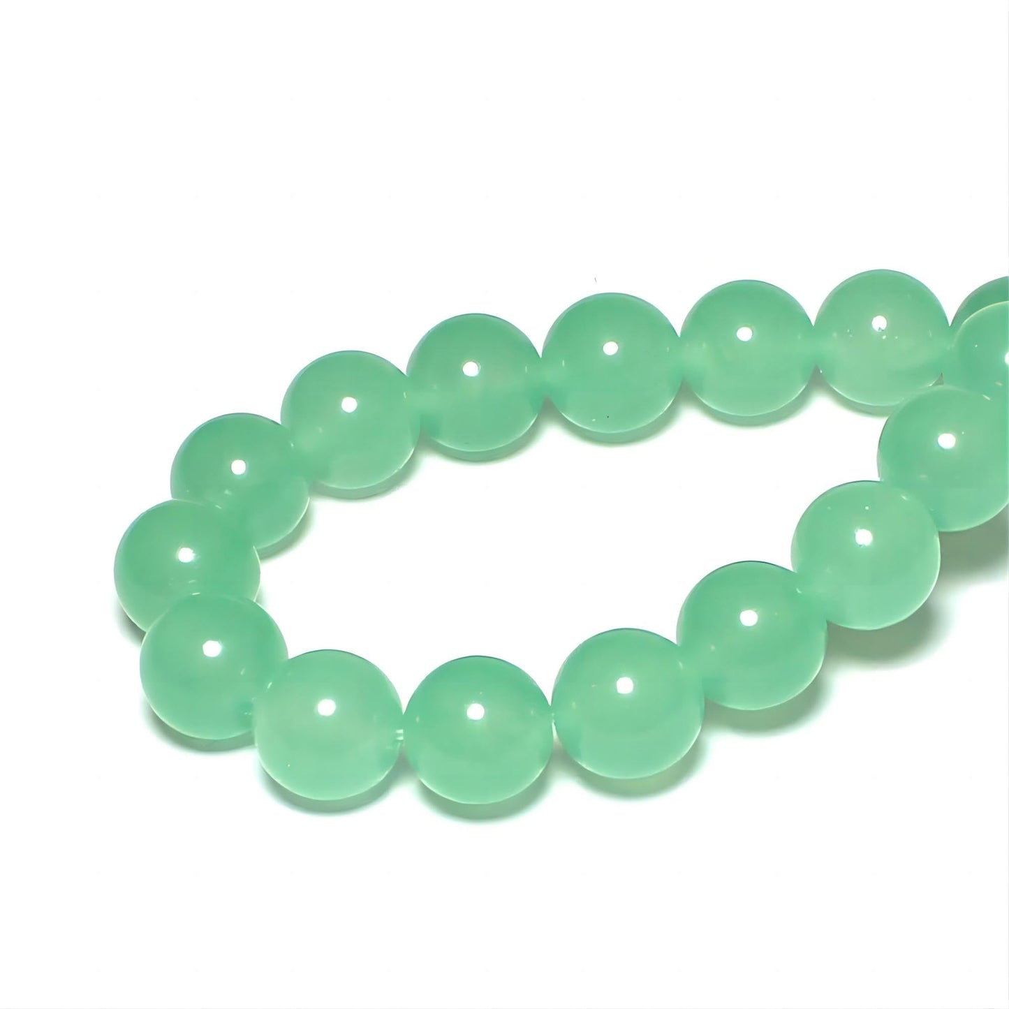 MJDCB Stone Beads 8mm 43pcs Round Mint Green Jade Loose Gemstone Bead Charms for Jewelry Making Bracelet Necklace Earring Pendant
