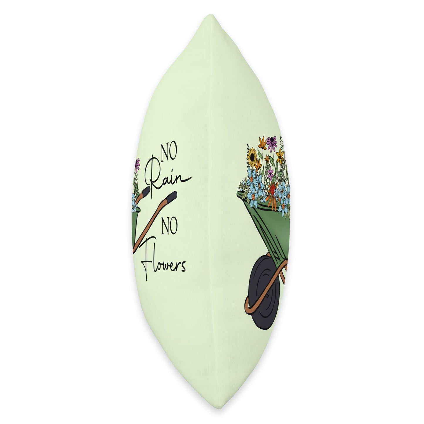 No Rain No Flowers Wildflower Garden Wheelbarrow Throw Pillow
