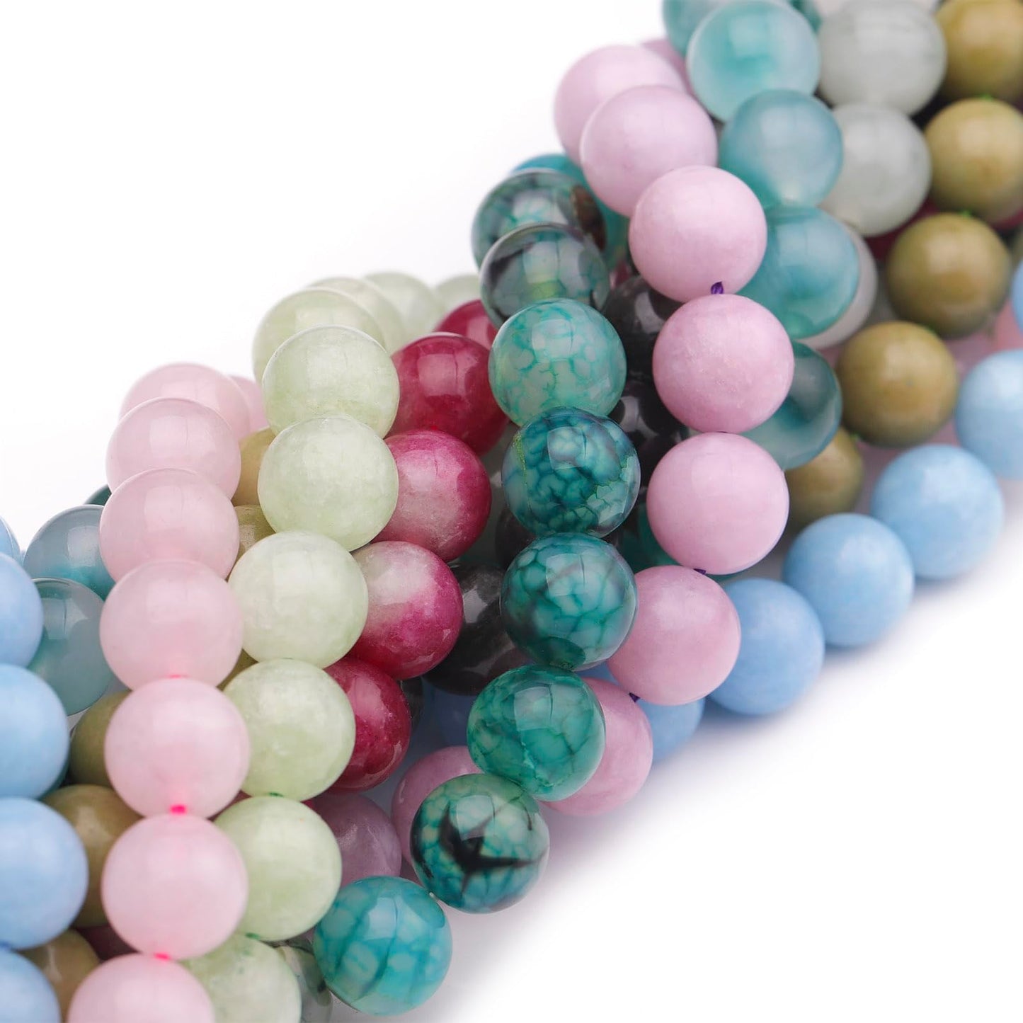 6mm Natural Stone Beads 65pcs White Jade Jasper Polished Round Smooth Crystal Loose Gemstone Beads for Jewelry Making DIY Bracelet Necklace Earring Crafts Supplies