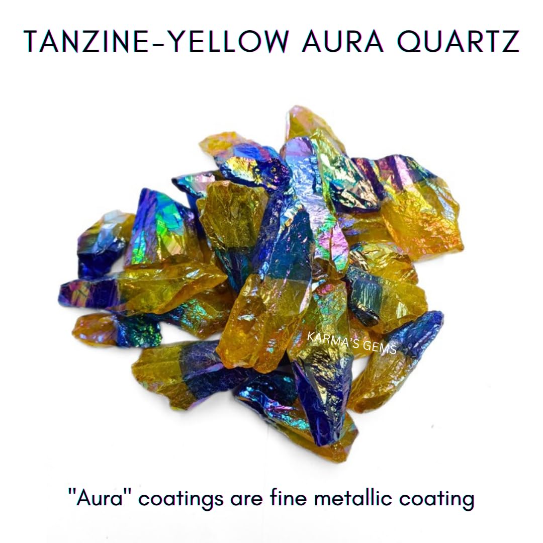 Crystals, Rocks, Jade, Crystals and Healing Stones, Witchcraft Supplies, Healing Crystals, Stones, Healing Stones, Rock Collection, Agate, Raw Stones (Tanzine-Yellow Aura Quartz, 2 Pcs)